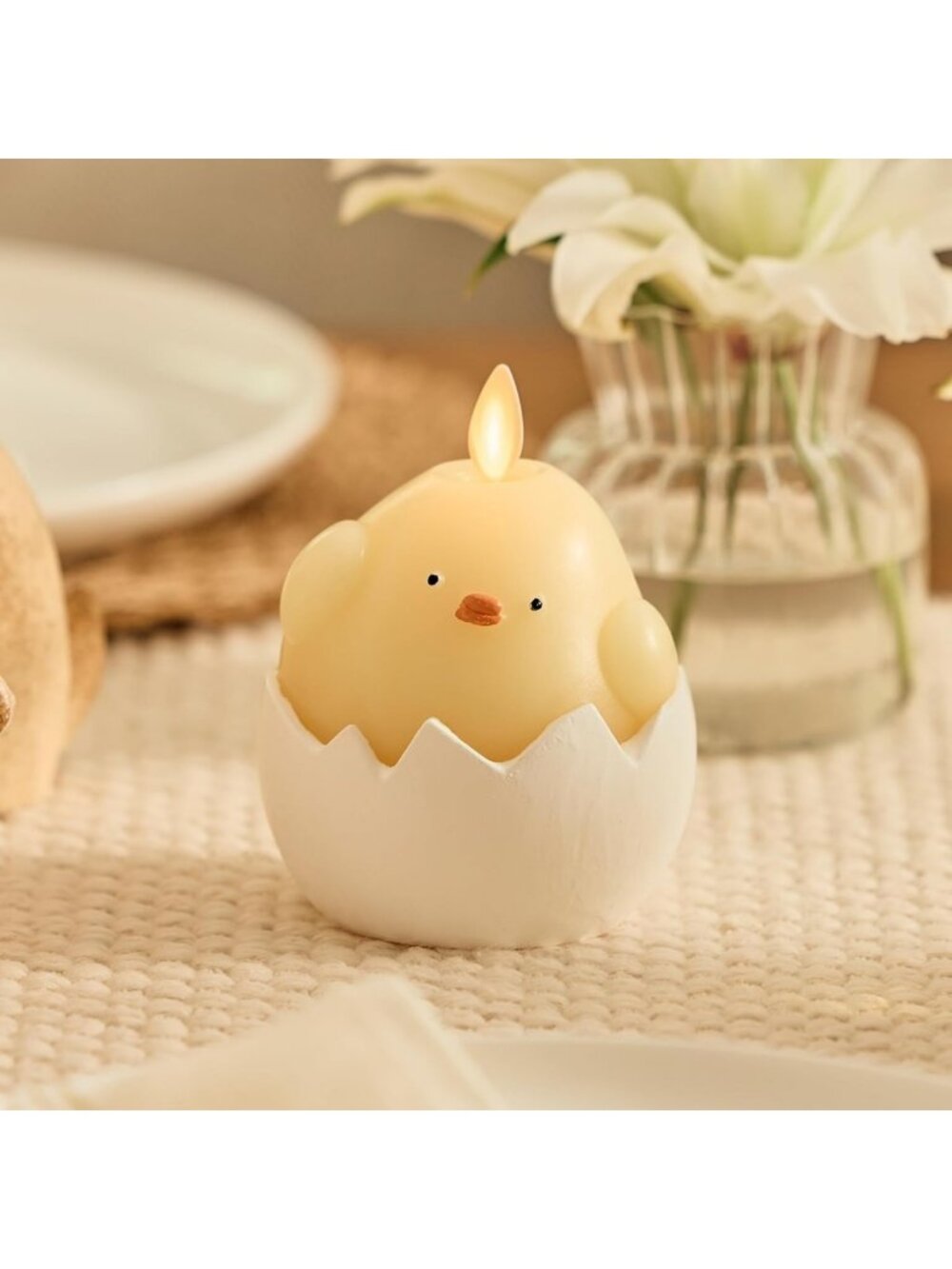 Flameless Easter Chick Candle - 3.3" x 4.3" - Flickering LED Holiday Decor